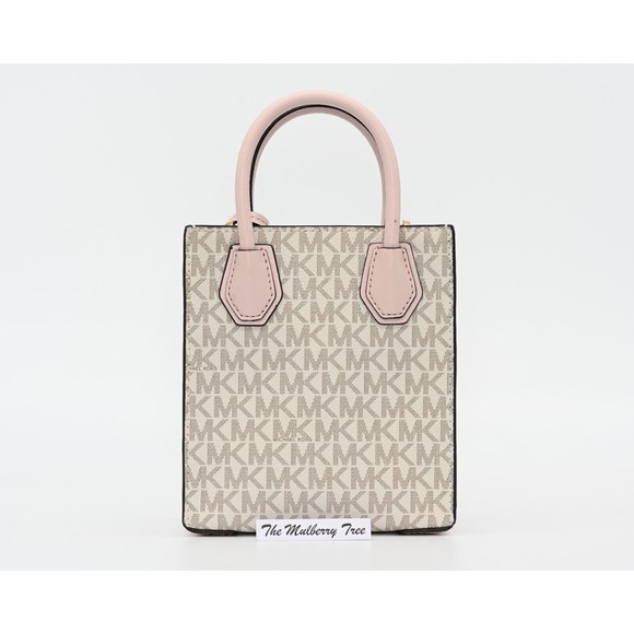 MICHAEL KORS MERCER Extra Small Shopper Logo Canvas & Leather Crossbody NWT $348 - Picture 5 of 12